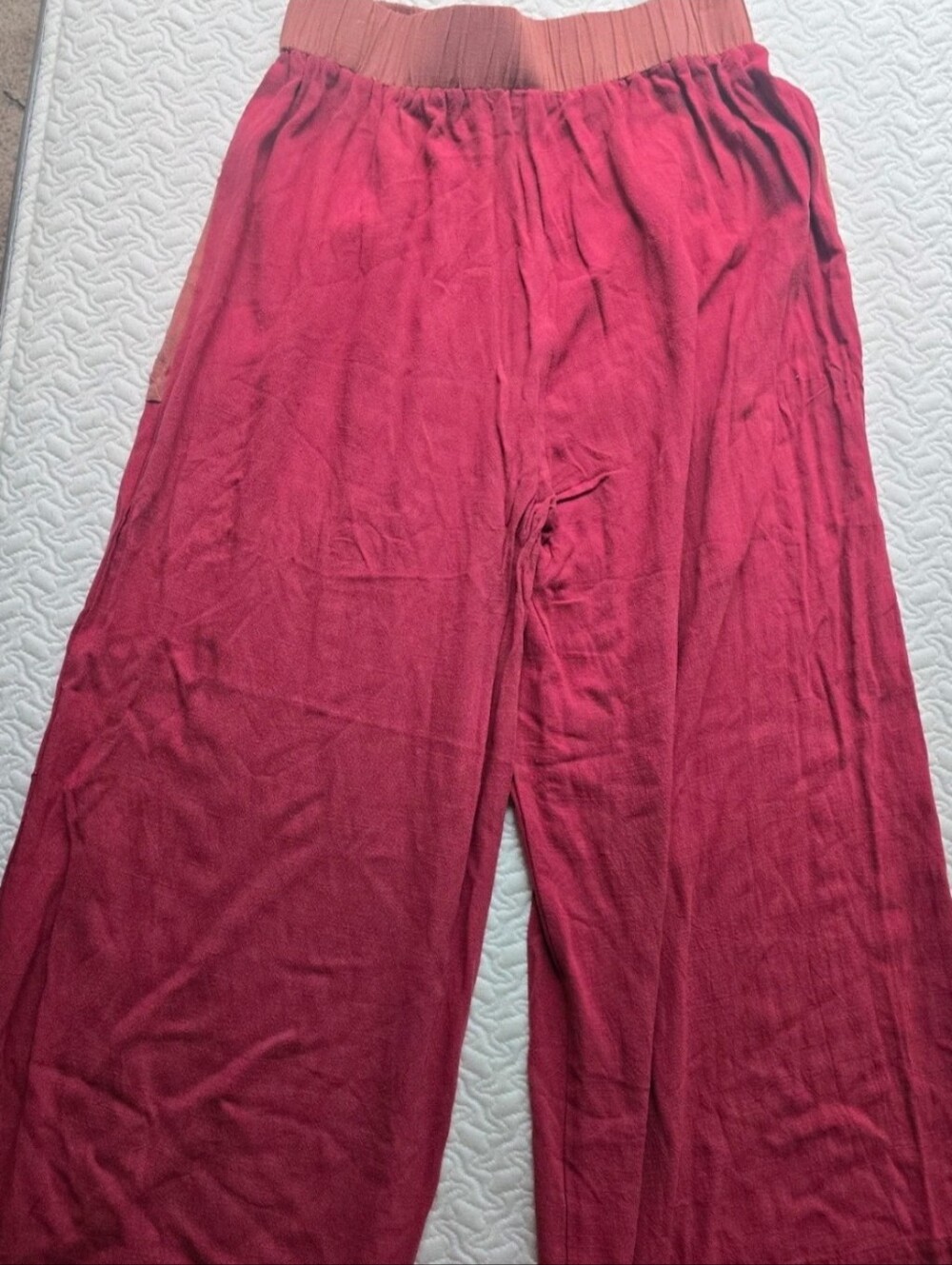 Three Bird Nest Wide Leg Pants Women’s L Red Rust Linen Blend Boho - Picture 3 of 5